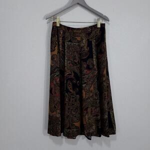 Koret Skirt Womens Size 14 Brown Black Paisley Knee Length Below Knee Office